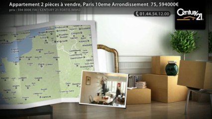 Appartement 2 pièces à vendre, Paris 10eme Arrondissement  75, 594000€