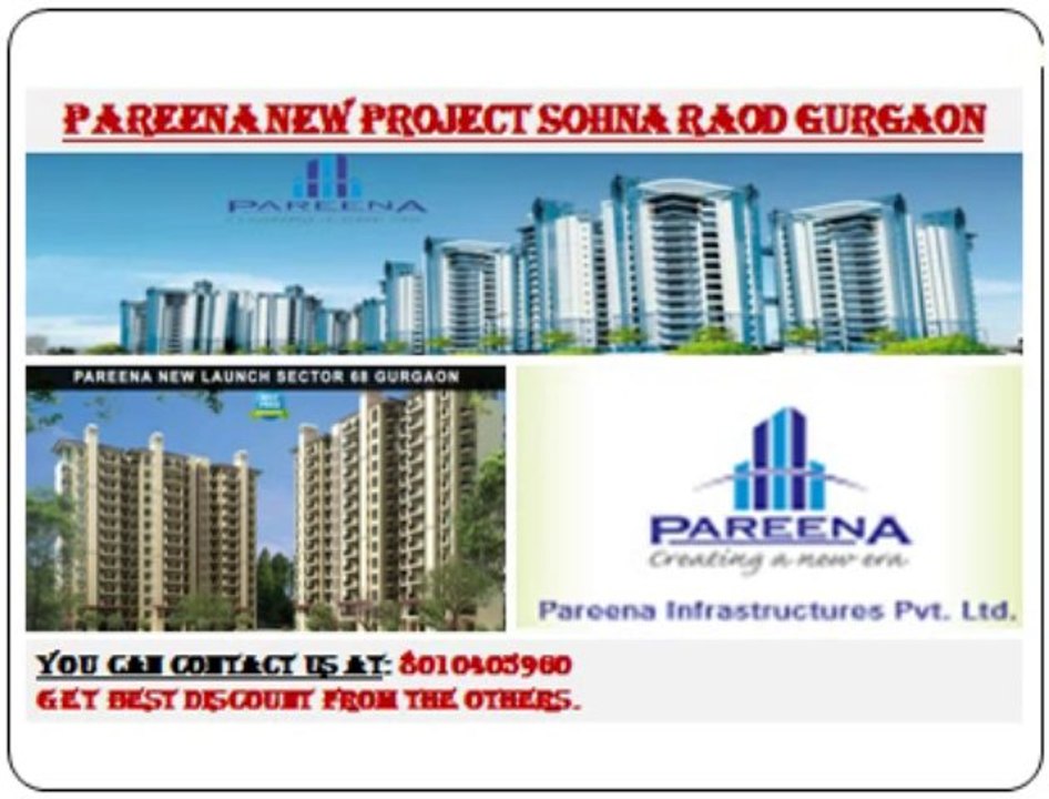 Pareena Soft Launch Gurgaon((9871424442)))Sohna road