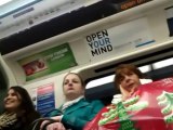 Girls watching guys crotch bulge on train! Funnny experiement!