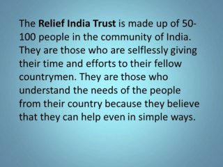 The Role of Relief India Trust