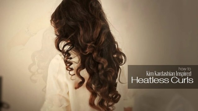 How to Kim Kardashian No-Heat Curls Over-Night Tutorial | Cute Heatless Hairstyles | Long Curly Hair