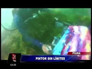 Conoce al artista piurano que sorprende por pintar sus óleos bajo el mar