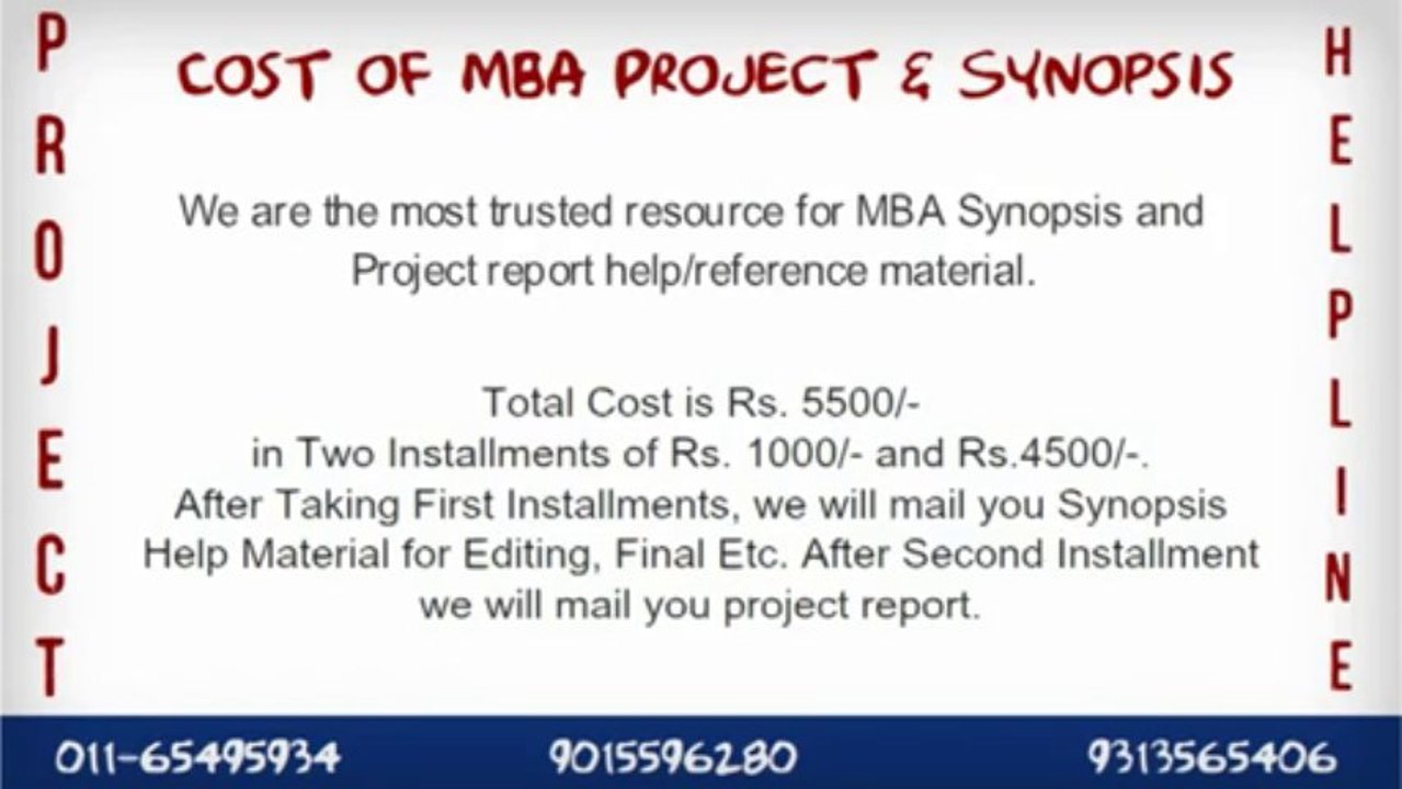 MBA Synopsis and Projects Presentation