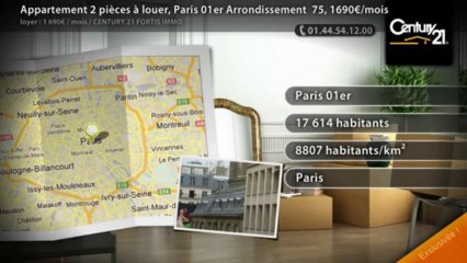 Appartement 2 pièces à louer, Paris 01er Arrondissement  75, 1690€/mois