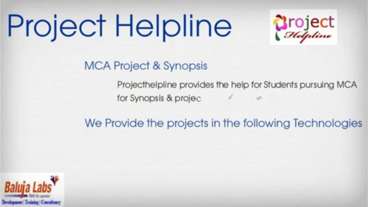 MCA Synopsis and Projects Presentation
