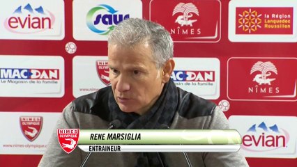 Conférence de presse Nîmes Olympique - AJ Auxerre (2-2) : René MARSIGLIA (NIMES) - Bernard  CASONI (AJA) - 2013/2014
