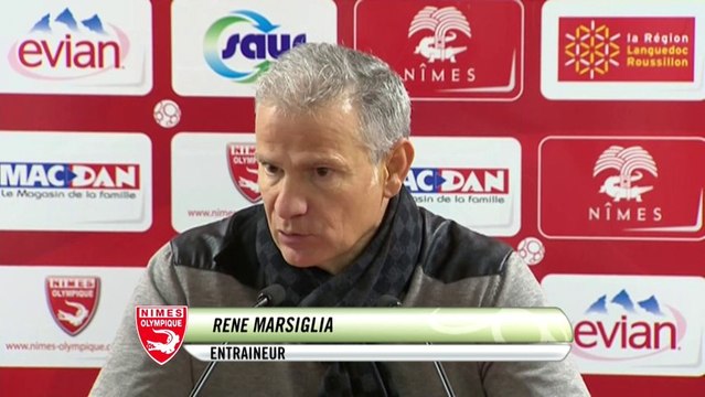 Conférence de presse Nîmes Olympique - AJ Auxerre (2-2) : René MARSIGLIA (NIMES) - Bernard CASONI (AJA) - 2013/2014