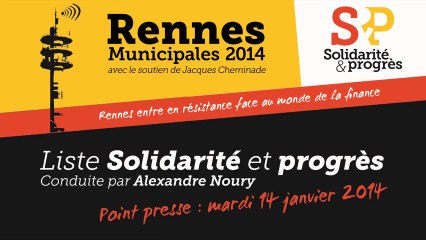 Conférence de presse d'Alexandre Noury,  "Liste Solidarité et progrès" pour Rennes