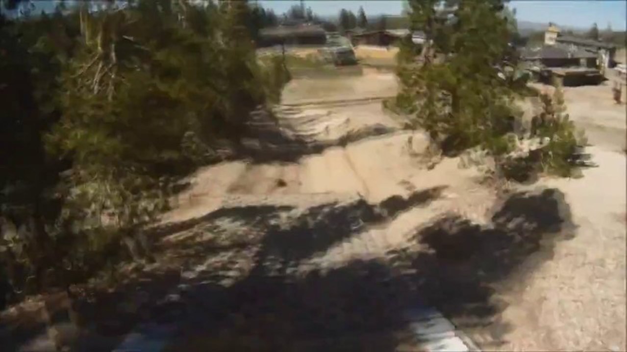 Downhill Mountain Bike CRASH - Rider Goes Flying!