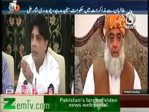 Government Is Serious in Negotiations with Taliban Chaudhry Nisar