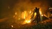 Ukrainian riot police in flames