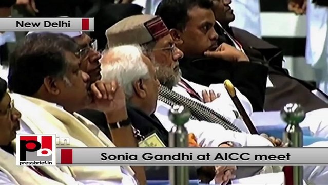 Sonia Gandhi at AICC session: 2014 elections will be a battle for India