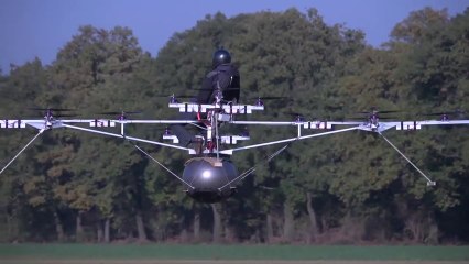 Giant Drone: Worlds first manned flight with an electric multicopter