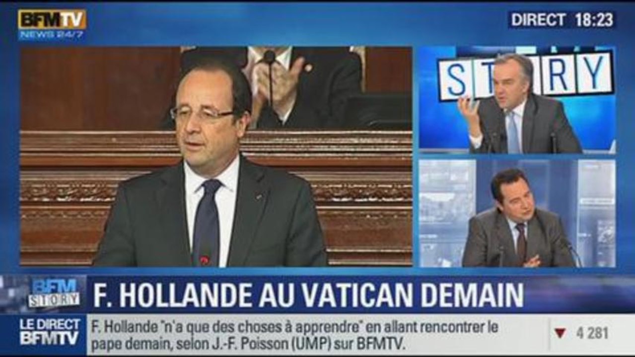 BFM Story: Jean-Frédéric Poisson conteste la récupération politique de la visite de François Hollande au Vatican - 23/01