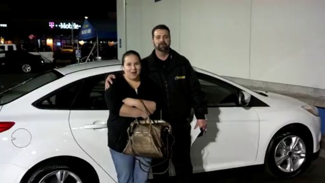 Christy Payne from Rancho Cordova, CA thanking Daniel Tellez for his service in getting her 2014 Ford Focus S. Thanks Christy!!