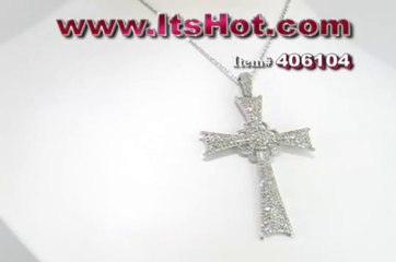 Designer 14k Gold Diamond Cross Pendant 1.31ct @ ItsHot.com