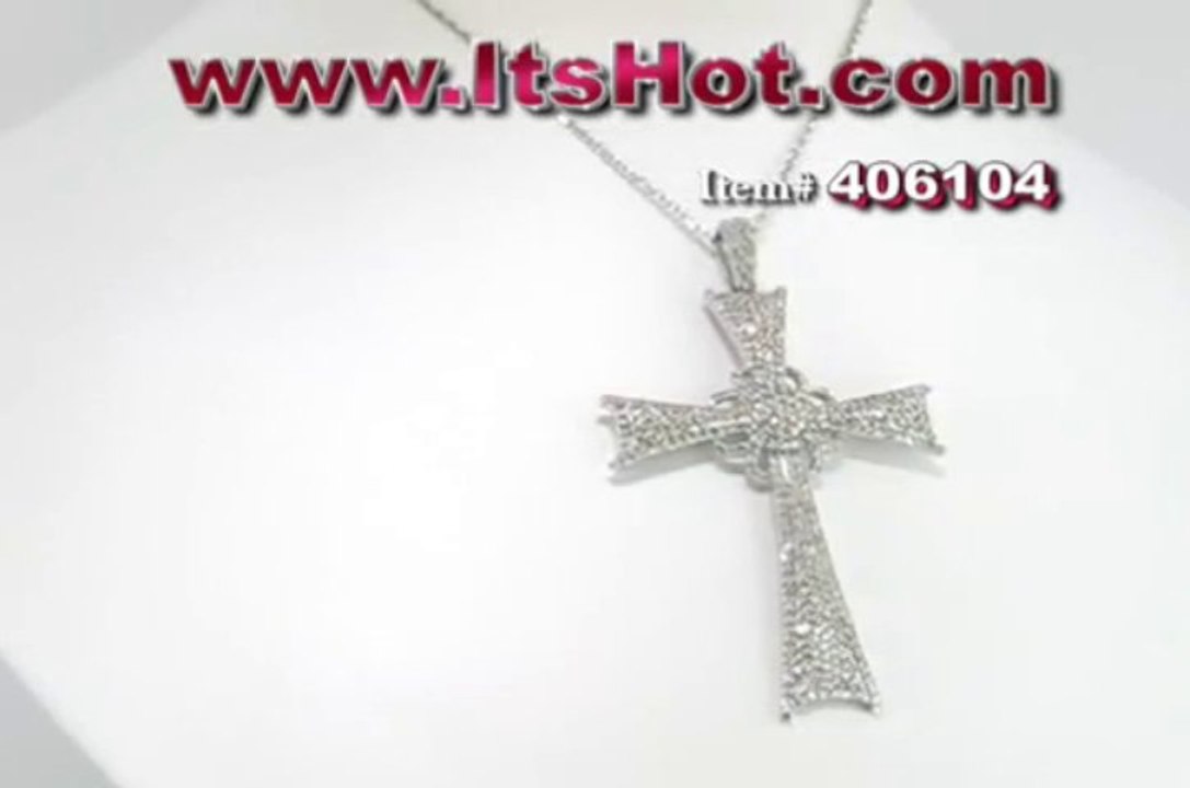 Designer 14k Gold Diamond Cross Pendant 1.31ct @ ItsHot.com