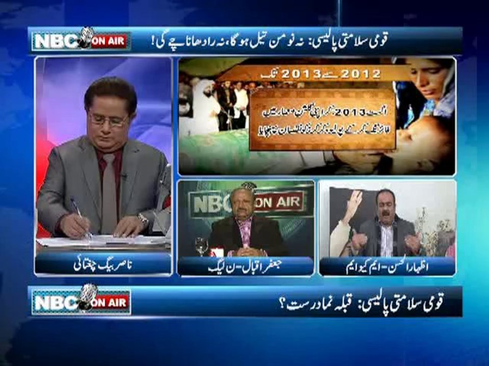 NBC On Air EP 187 (Complete) 21 Jan 2013-Topic- bombed suspected   militants in N Waziristan, Mastung bus Explosion, Taliban negotiations,   Karachi polio worker attack. Guest- Jafar Iqbal, Izhar ul Hassan, Qamar   Zaman Kaira.