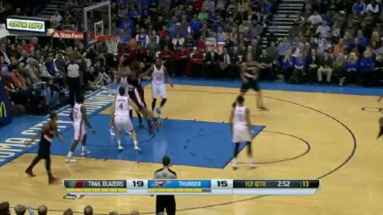 Trail Blazers at Thunder - January 21, 2014 - Aldridge dunk rejected