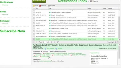 BidPrime Government Bid User Interface