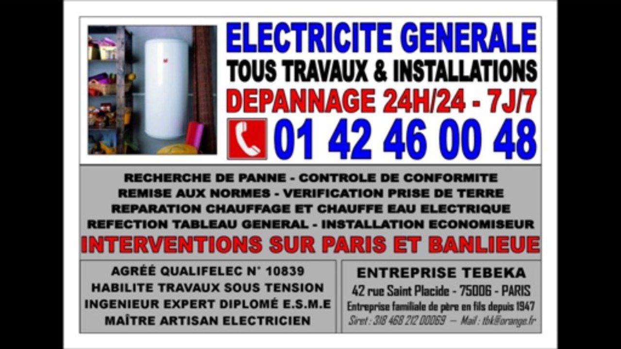 ELECTRICIEN PARIS 6eme - 0142460048 - DEPANNAGE URGENT IMMEDIAT 24/24 7/7