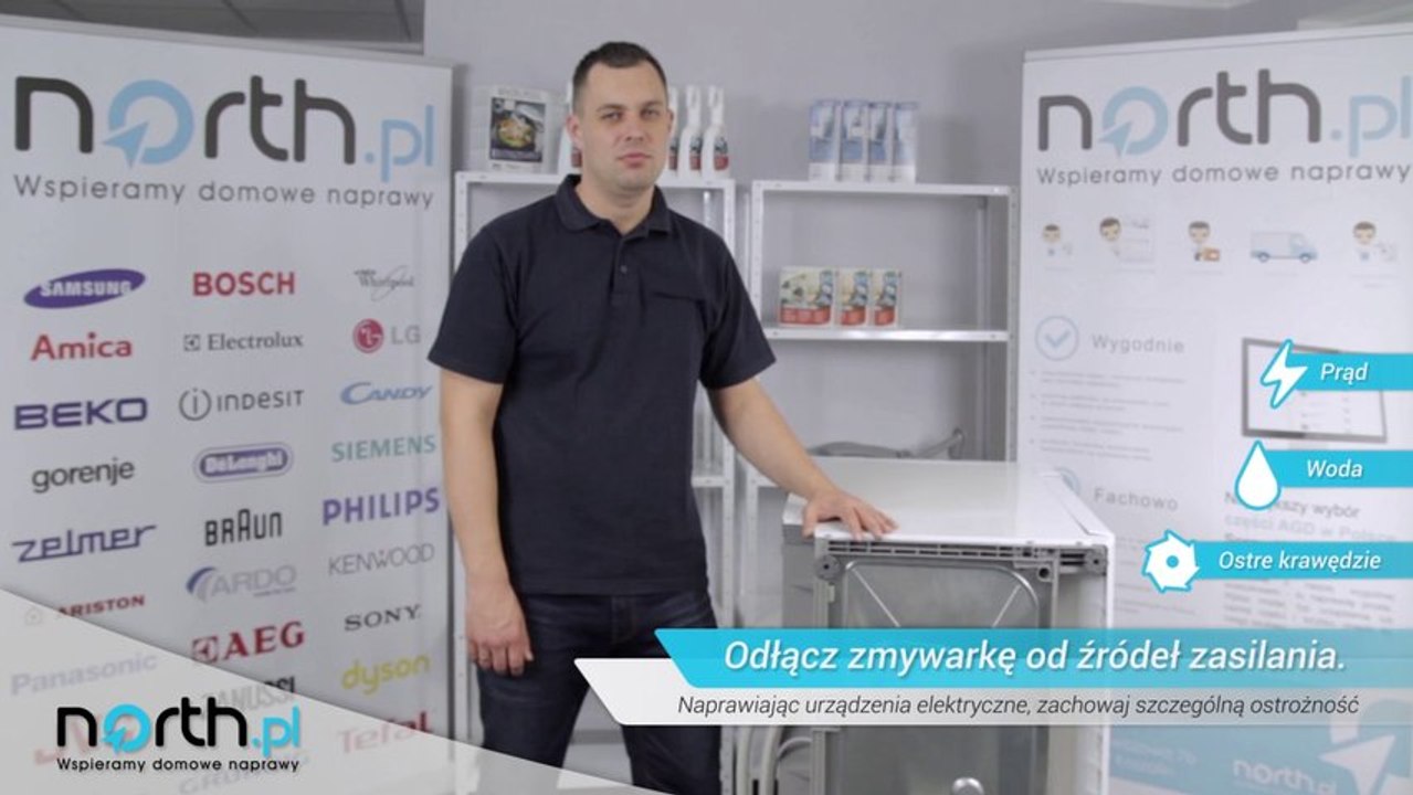 Pompa odpływowa w zmywarce  - wymiana, naprawa. Części zamienne do AGD i RTV.