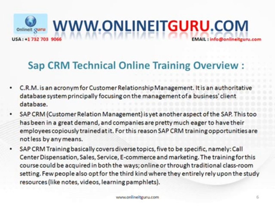 Online SAP CRM Technical | SAP CRM Technical Online Training  USA, UK, CANADA, Australia, Singapore, India
