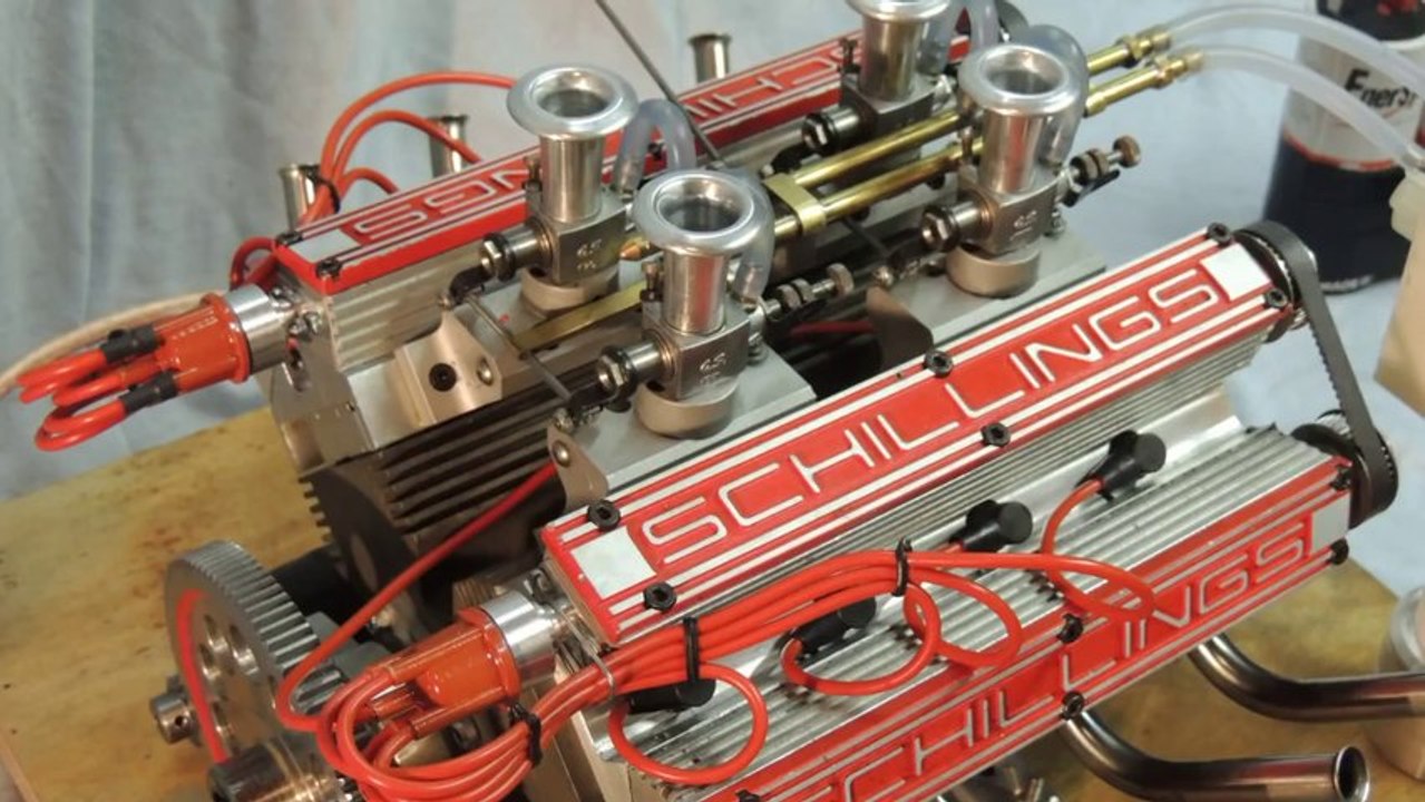 Schillings V8 80cc model engine running with great sound.avi[hd720] - video  Dailymotion