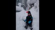 Alexander Mok Olsen is playing the snow at backyard 22.01.2014