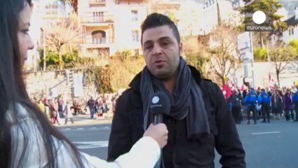 Lukewarm protests at Geneva II peace talks on Syria