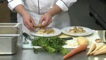 Fox59 Chef's Academy_ Seared Scallops & Artichokes Barigoule on Parsnip Puree