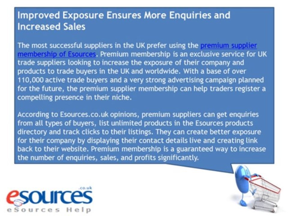 Trade Buyers and Suppliers are Flocking to Esources for Premium Membership