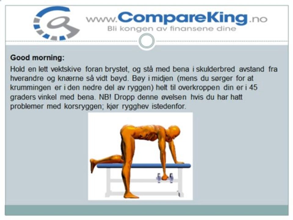 Ryggtrening for nybegynnere. Kom i form nå! I CompareKing.no