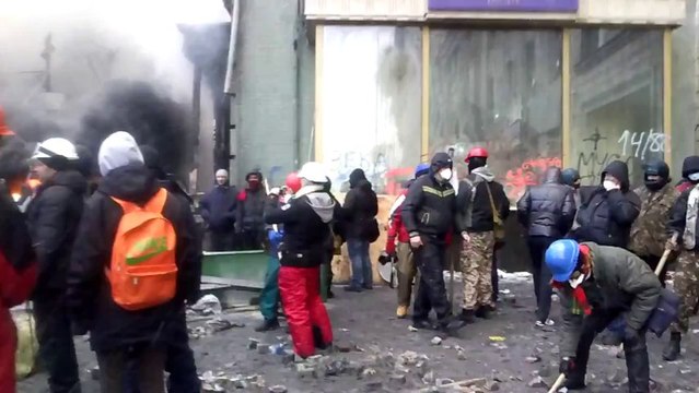 Fires Rage in Streets of Ukraine's Capital Kiev