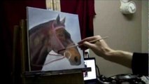 Real-Time Unedited Footage of Acrylic Horse Portrait Painting by Brandon Schaefer