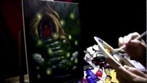 How To Paint Fantasy, Woodland Fireflies Landscape - Acrylic Painting Tutorial Lesson