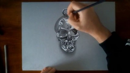 The metal skull - 3D illusion drawing