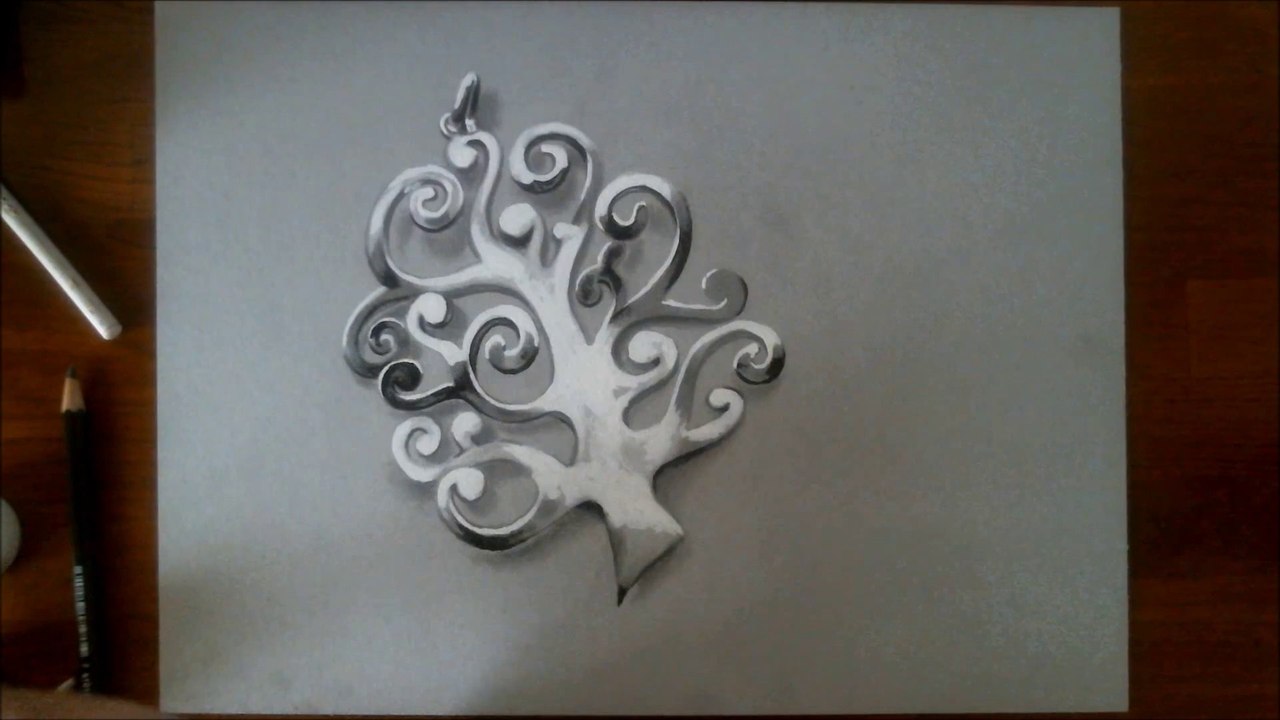 The silver pendant - 3D illusion drawing