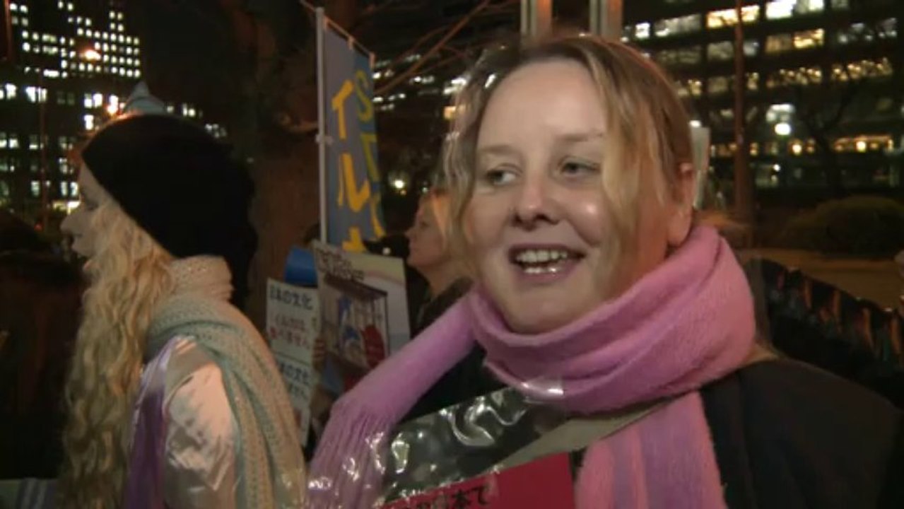 Activists rally in Tokyo against dolphin hunting in Japan