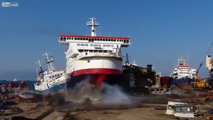 Parking a Huge Boat on a Junk Shipyard in Turkey
