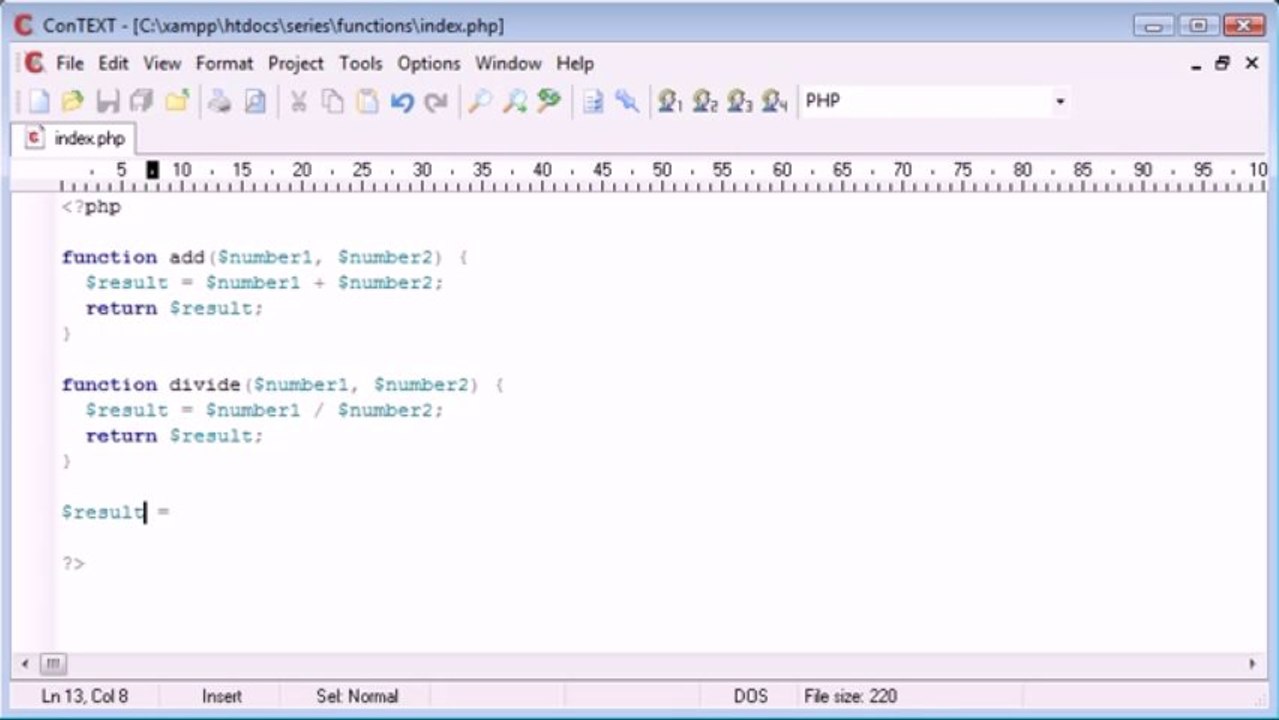 32 - Functions with a Return Value inside php on Gegasoft