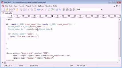 47 - String Functions Upper  Lower Case Conversion inside php on Gegasoft