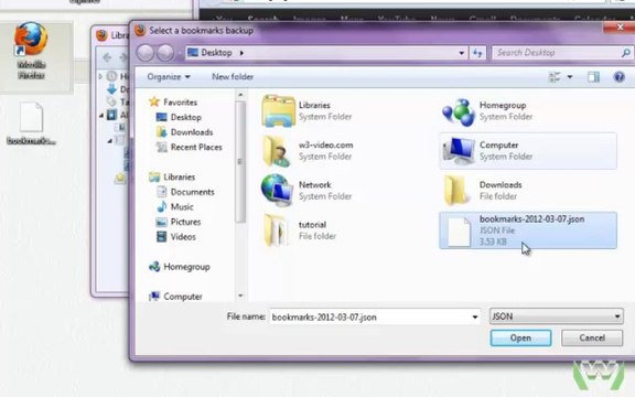 Backup Bookmarks in Firefox, visit w3-video.com for more tutorials