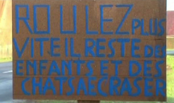 Arnèke : Une pancarte polémique incitant à écraser enfants et chats - ZAPPING ACTU DU 27/01/2014