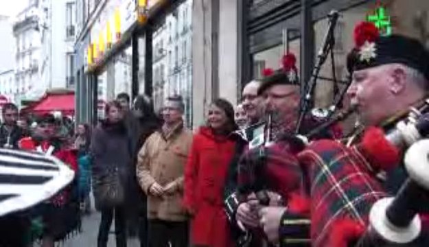 BALADE CELTIQUE du 11 janvier 2014 rue de La Jonquière Paris 17e, arrêt devant le magasin d'une sympathique commerçante