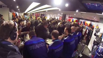 Luka Karabatic se livre lors du retour des Experts à Paris après le titre de champion d'Europe