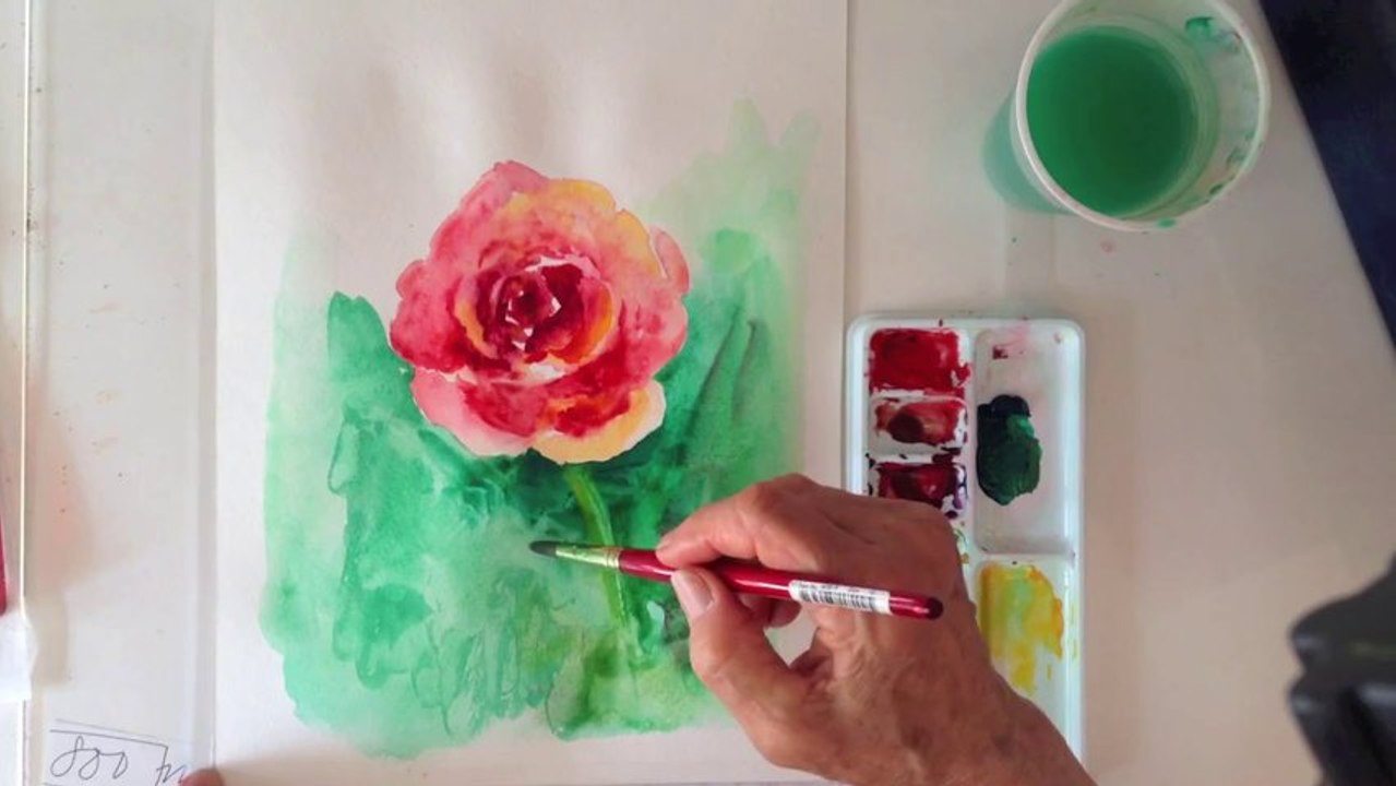 Tutorial how-to paint a Rose in Watercolor