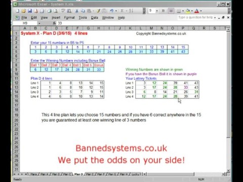 Lottery System X, computer program to analyse lottery results and predict future results.
