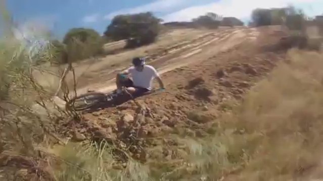 Mountain Bike Rider Crashes Into Another Biker And Goes Flying!