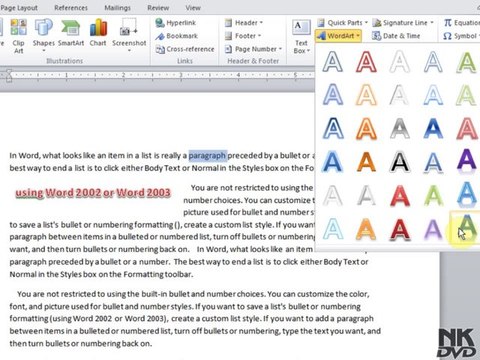 Lesson 60 WordArt (Microsoft Office Word 2007_2010 Free Tutorial Urdu Hindi Video Training taleem.tv Pakistan Education
